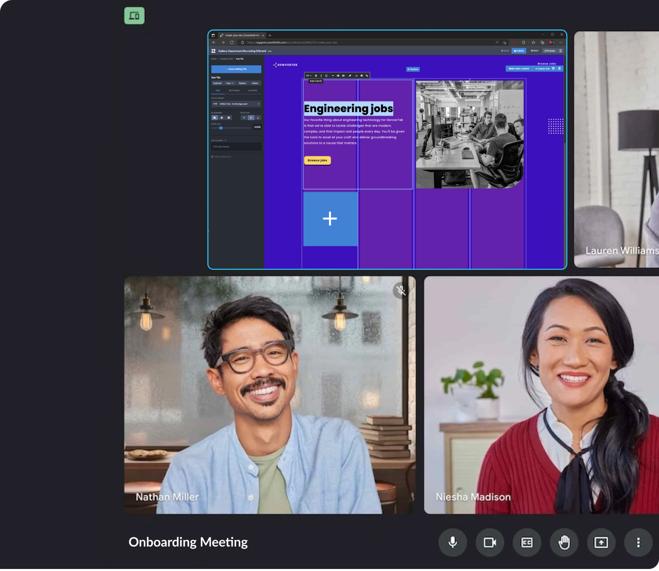 Screenshot of new client onboarding meeting.