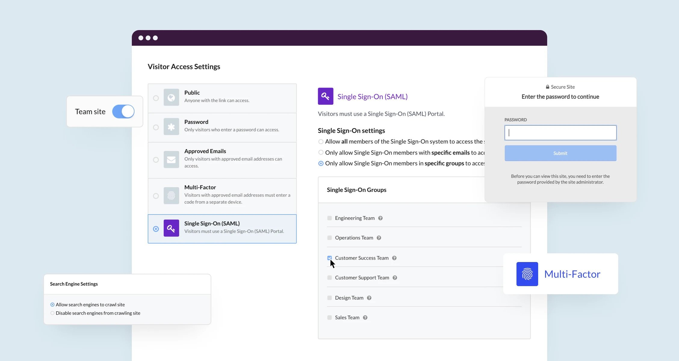 Screenshot of zoomforth showing security and password functionality