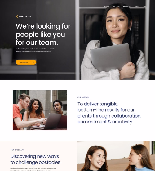 Screenshot of a website used for recruiting and talent acquisition.